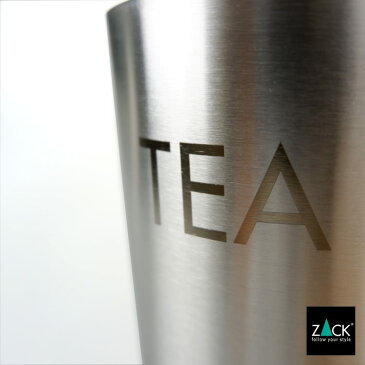 ティーキャニスター｜ZACK 24004 CERA キャニスター TEA 紅茶 茶葉 ティーバッグ ジャー ロゴあり 保存 容器 カフェ 収納 卓上 小物 入れ物 シリンダー スタンド ステンレス おしゃれ 雑貨 かっこいい 上質 高級 ホテルライク ドイツ デザイナーズ [在庫有り]