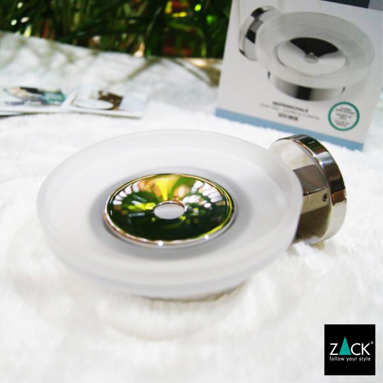 ソープディッシュ｜ZACK 40097 SCALA ソープトレイ ソープホルダー トレー 石鹸トレイ 石鹸入れ 石鹸受け 石鹸置き すりガラス 白 壁付け DIY ステンレス おしゃれ かっこいい 上質 高級 ホテルライク 男前インテリア インダストリアル ドイツ デザイナーズ MP [在庫有り]