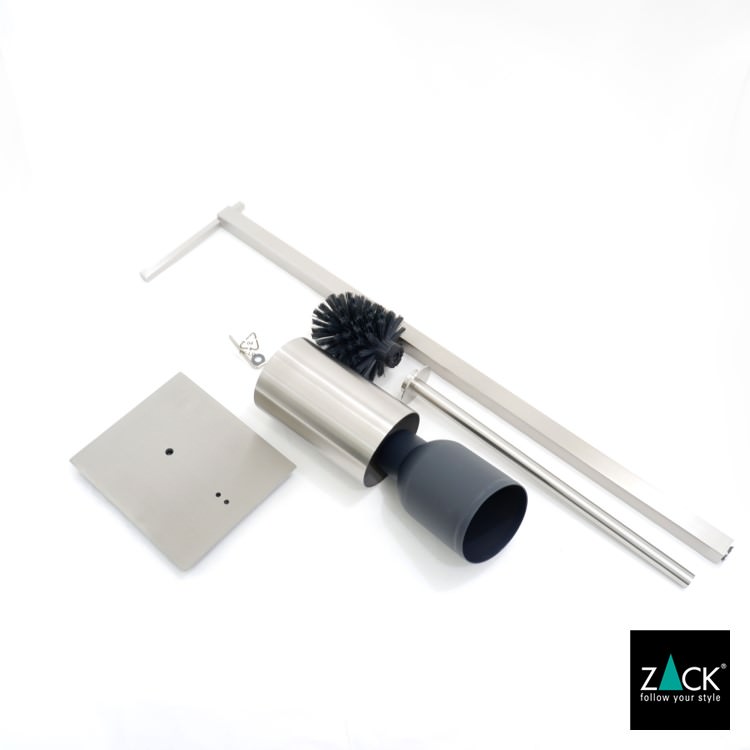 トイレットペーパースタンド｜ZACK 40488 CARVO ペーパーホルダーとブラシの一体型 トイレットバトラー トイレ収納 スタンドタイプ ステンレス おしゃれ 雑貨 かっこいい 上質 高級 ホテルライク 男前インテリア インダストリアル ドイツ デザイナーズ HL [在庫有り]
