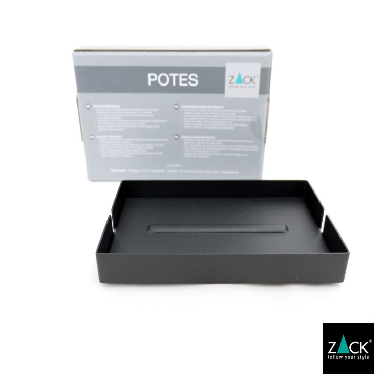 期間限定！創業祭で50%OFFクーポン配布中！ ソープディッシュ マットブラック｜ZACK 40537 POTES ソープトレー トレー 石鹸トレイ 石鹸入れ 石鹸受け 石鹸置き スクエア 角型 ステンレス おしゃれ 雑貨 かっこいい 上質 高級 ホテルライク ドイツ デザイナーズ [在庫有り]