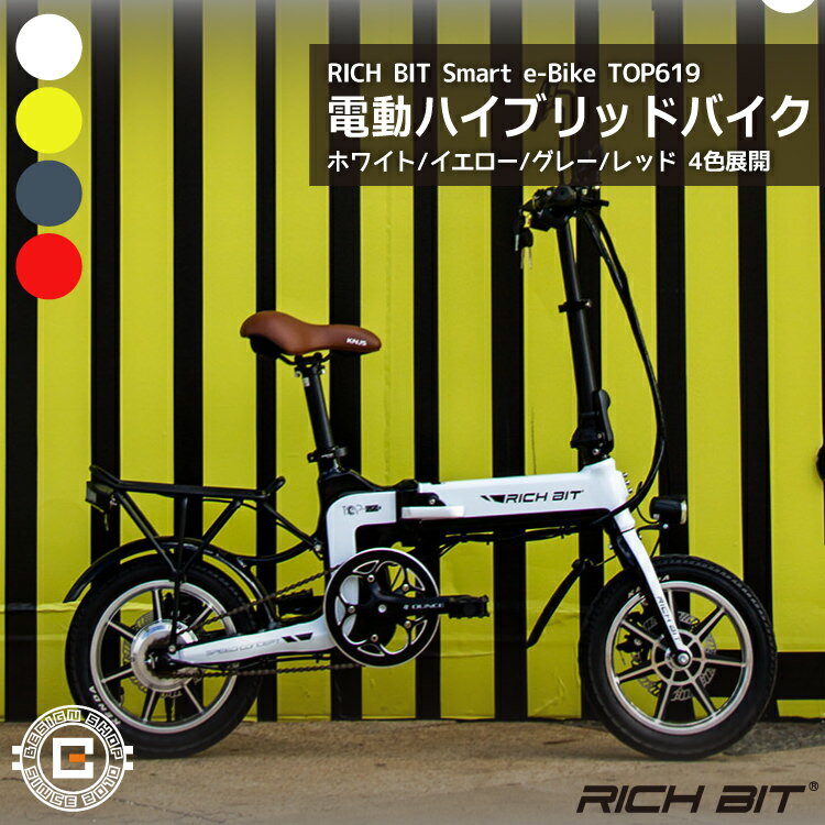 【ペダル付原付】RICHBIT Smart e-Bike TOP619 ホワイト｜リッチビット 白 スマートeバイク 電動バイク 電動スクーター コンパクト 原付 折り畳み可 公路走行可能 全4色展開 かっこいい 次世代型モビリティ 沖縄と離島配送不可 送料無料 [在庫有り]