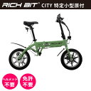 【特定小型原動機付自転車】電動バイク RICHBIT CITY(レンジャーグリーン)|免許不要 ヘルメット不要 緑色速度灯 スクーター 折り畳み可 沖縄と離島配...