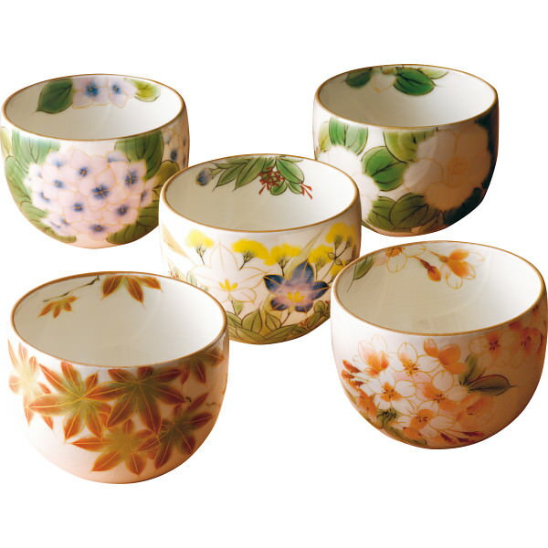京焼 白掛五草花 小鉢5客揃｜セット 食器 和食器 ご自宅用 プレゼント 贈り物 ギフト 贈答用 高級贈答品 カタログギフト 送料無料