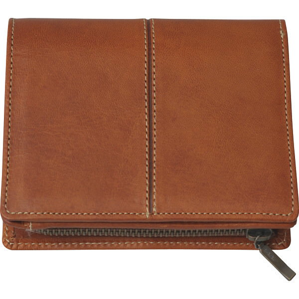 良品工房 日本製牛革二つ折れ財布(ファスナー付小銭入れ)｜革製品 ご自宅用 プレゼント 贈り物 ギフト ..