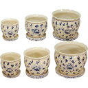 陶器植木鉢6点セット(受皿付) 花柄B|インテリア ガーデニング ご自宅用 プレゼント 贈り物 ギフト 贈答用 高級贈答品 カタログギフト 送料無料