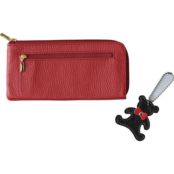 良品工房 日本製牛革ラウンド財布(ストラップ付) レッド｜革製品 ご自宅用 プレゼント 贈り物 ギフト ..