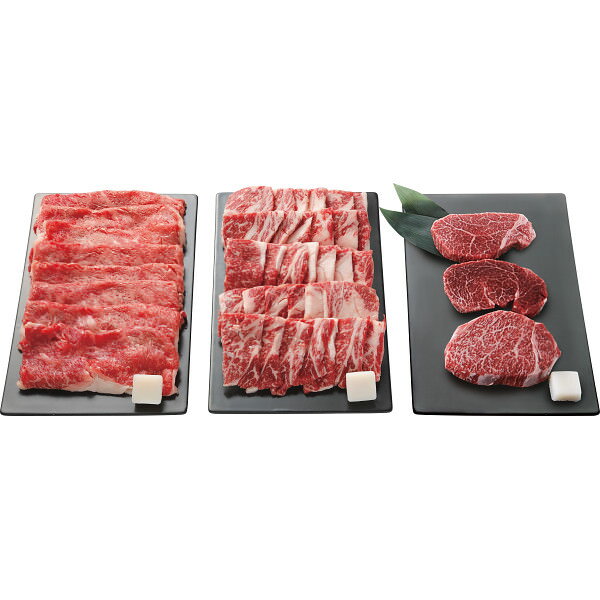 東北産黒毛和牛 焼肉＆すき焼き＆ステーキセット(計1.33kg)｜お肉 牛肉 セット 詰め合わせ 食品 ご自宅用 プレゼント 贈り物 ギフト 贈答用 高級贈答品 カタログギフト 送料無料