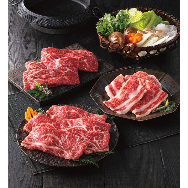 青葉牛 すき焼き味くらべ(3種)(計1.28kg)｜お肉 牛肉 セット 詰め合わせ 食品 ご自宅用 プレゼント 贈り物 ギフト 贈答用 高級贈答品 カタログギフト 送料無料 besign-10018538 ビザインショップ サンプル画像2