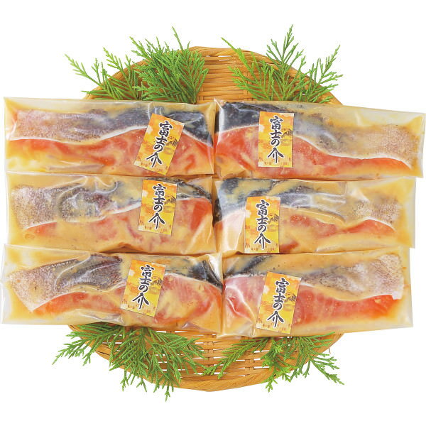 富士の介 厚切りサーモン甲州漬けセット(6切)｜鮭 魚介 セット 詰め合わせ 食品 ご自宅用 プレゼント 贈り物 ギフト 贈答用 高級贈答品 カタログギフト 送料無料 besign-10018807 ビザインショップ パッケージ画像