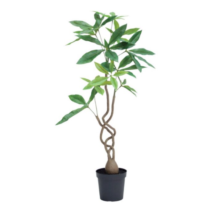 ツイストパキラポット 89cm｜グリーン アーティフィシャルグリーン 人工観葉植物 人工樹木 簡易鉢付きグリーン グリーン 造花 おしゃれ 上質 上品 高級 ゴージャス リビング サロン ホール
