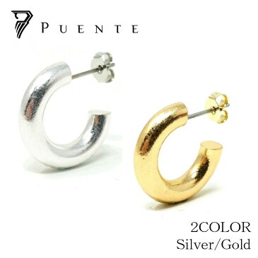 2COLOR ピアス 片耳 半円 フープピアス 太目 太い 太め メンズ レディース シルバー SILVER 17mm リング リングピアス スタッドピアス フープ フープピアス 丸い 小さい 小さめ 小ぶり チタンポスト チタン 金属アレルギー対応 1個販売