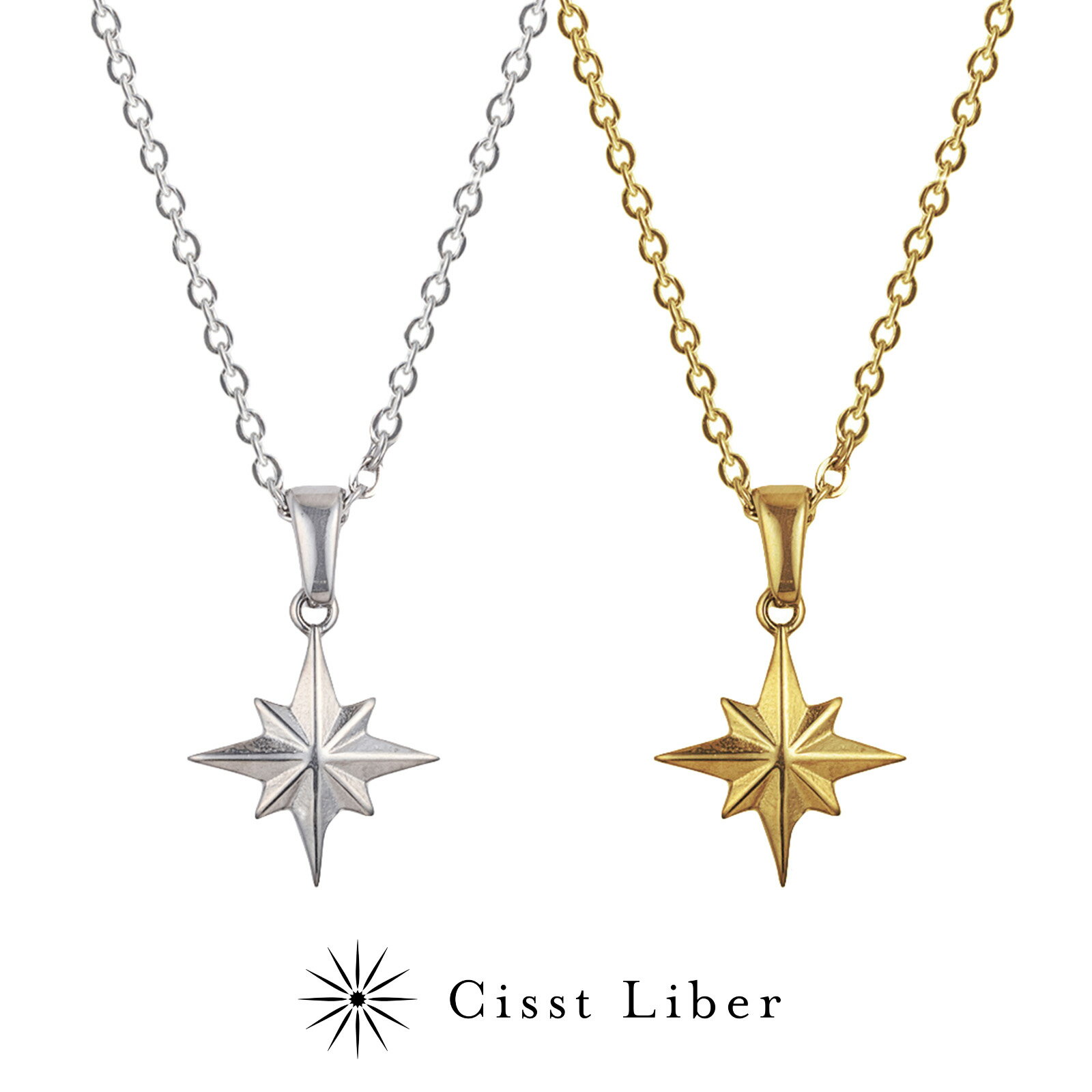 ネックレス メンズ（5000円程度） [Cisst Liber] ネックレス メンズ 北極星 ブランド 金属アレルギー対応 アレルギー対応 サージカルステンレス ステンレス 星 ポラリス シルバー ゴールド 金色 金 45cm ~ 50cm