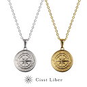 Cisst Liber ネックレス メンズ ブランド コインネックレス コイン メダル メダルネックレス 金属アレルギー対応 アレルギー対応 サージカルステンレス ステンレス コンパス 北極星 星 シルバー ゴールド 金色 金 45cm 50cm