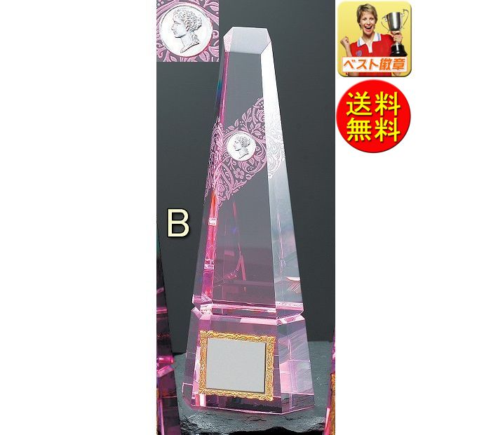トロフィー【文字彫刻無料】 送料無料 クリスタルトロフィー Bサイズ 高さ220mm ガラストロフィー クリスタル クリスタルガラス 名入れ 優勝カップ ゴルフ...