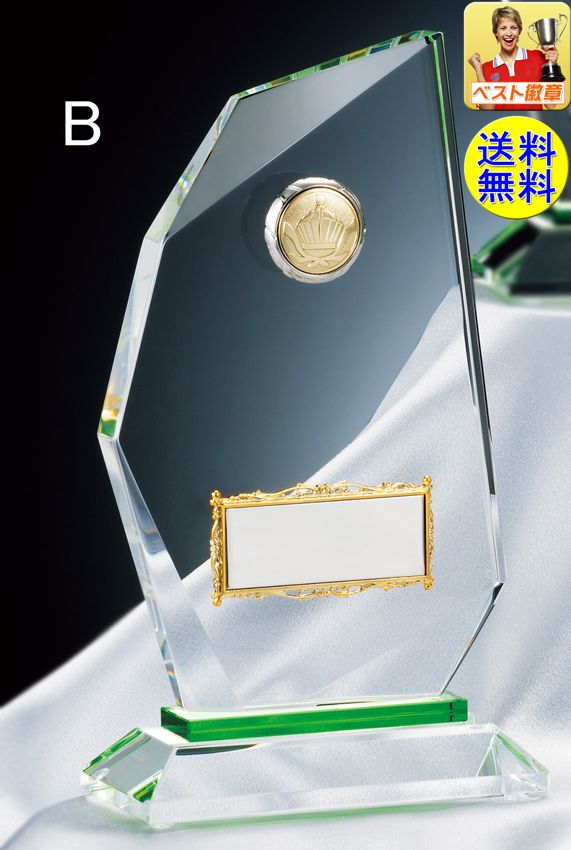トロフィー【送料無料 文字彫刻無料】高さ21cm(K-CMV393-B)盾 ガラス トロフィー ガラストロフィー クリスタルトロフィー クリスタル ガラス 名入...
