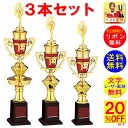 トロフィー 3本セット 送料無料 文字無料 高さ515〜430mm 優勝トロフィー トロフィー ゴルフ 野球 サッカー バドミントン バレーボール グラウンドゴ...