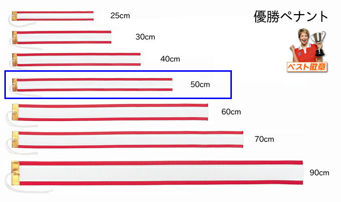 優勝ペナント（無地）サイズ●500mm