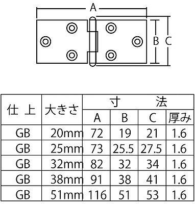 ベスト 横長蝶番 GB 51ミリ (2個入リ)...の紹介画像2