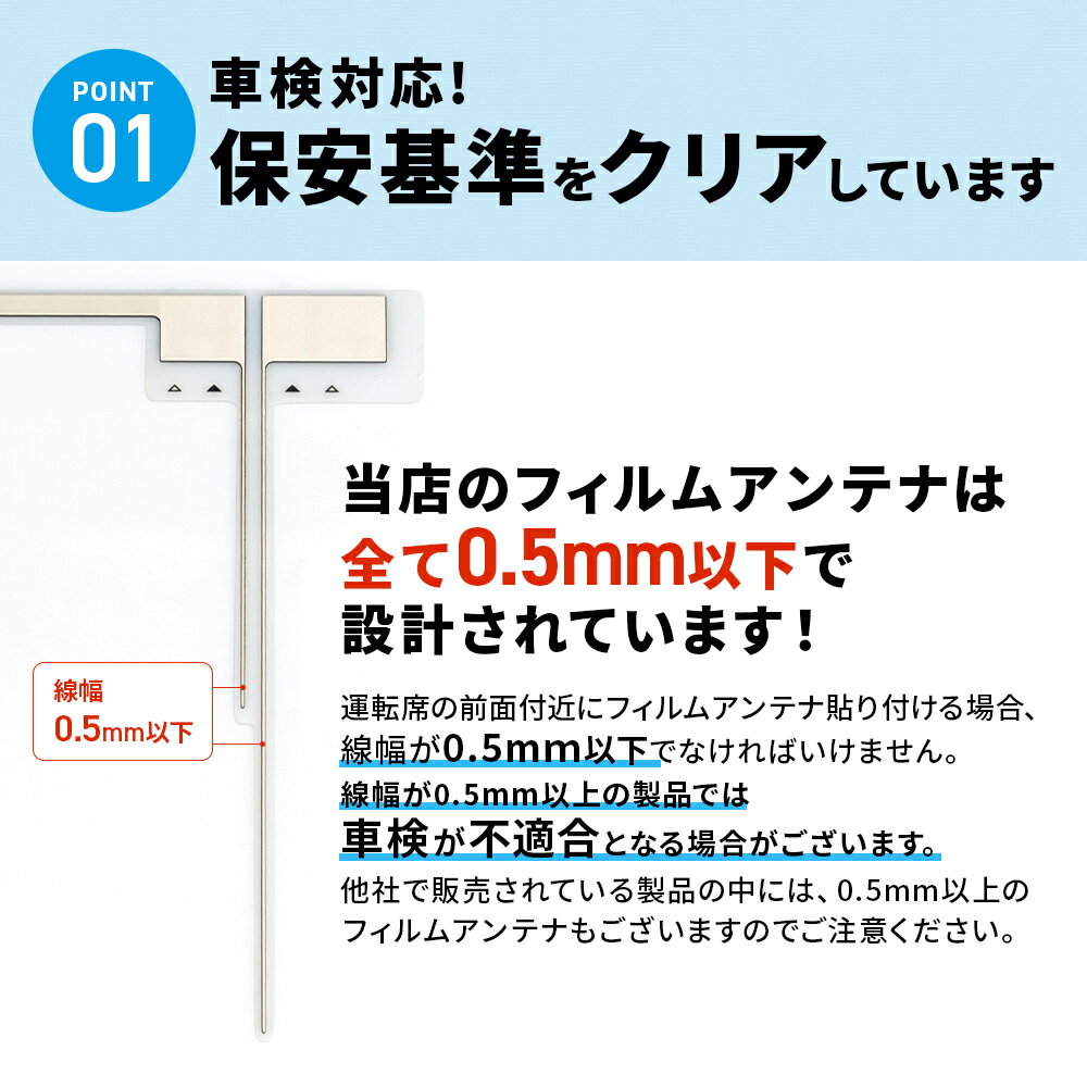 アルパイン 2012年モデル VIE-X008 L型 フィルムアンテナ クリーナーセット 左右各2枚 計4枚 高感度 高品質 フルセグ ワンセグ 地デジ 汎用 ナビ 4枚 4本 交換 補修 載せ替え 乗り換え テレビ TV 3