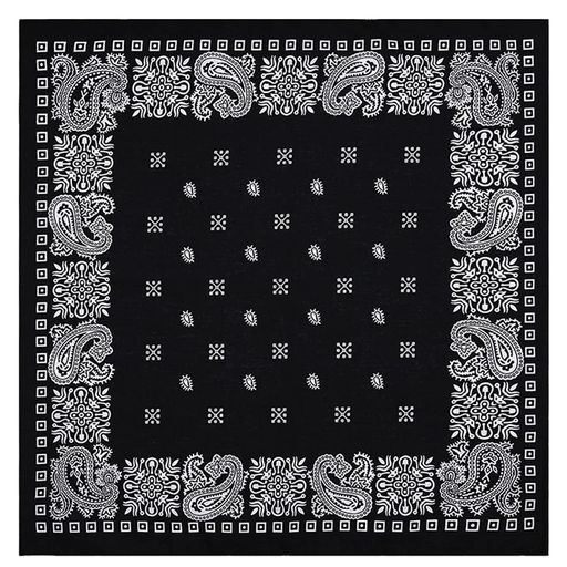 [Trifong]バンダナハンカチ黒ユニセックスばんだな綿100%コットンカシューナッツ柄ペイズリーメンズブ..