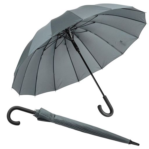 [SUKIO]長傘16本骨グラスファイバー65cm大人の傘の模範解答無地ワンタッチで開くジャンプ傘超撥水Teflon加工晴雨兼用傘袋付き