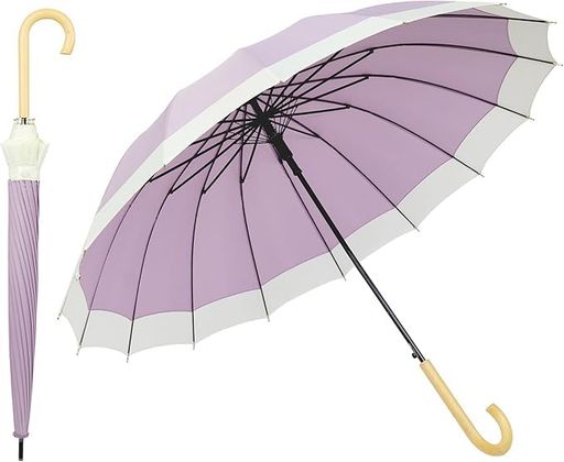 MasterUmbrella雨傘レディース長傘おしゃれ傘メンズ大きい16本骨親骨60cm日傘ワンタッチ【晴雨兼用・遮光遮熱】紫高強度ガラス繊維台風対応自動開梅雨対策