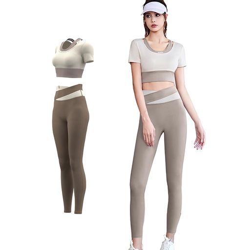 [Olabela]ヨガレディース上下セットスポーツウェアトレーニングウェア2分袖ブラトップスポーツブラスポーツブラジャーヨガパンツレギンスハイウエストおしゃれ