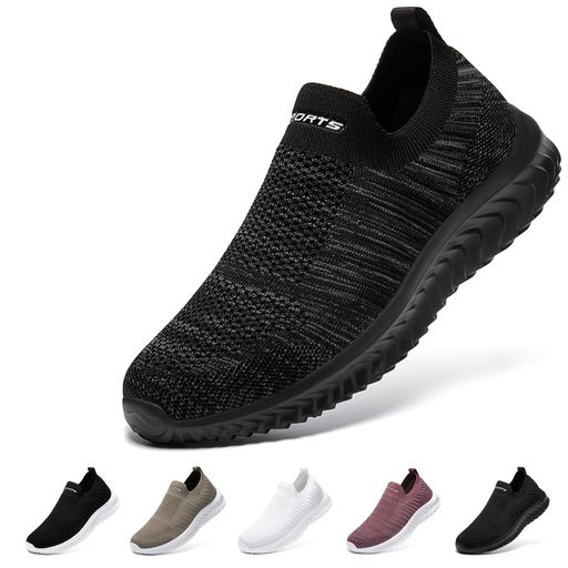 [STRDEOUT]【創新版快適設計】スリッポン靴スニーカー紐なしメンズウォーキングシューズナースシューズ室内シューズブラックアッシュ