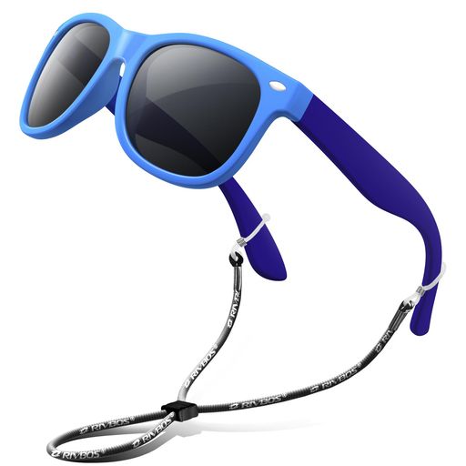 [RIVBOS]リバッズRBK004キッズ子供用サングラス偏光レンズゴムフレームUVカット(ブルー&ブルーWF)