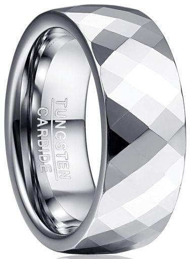 083基地ユニセックス男女兼用リング指輪タングステンカットリングメンズ指輪Ringシルバー横幅8mm真空メッキ18号