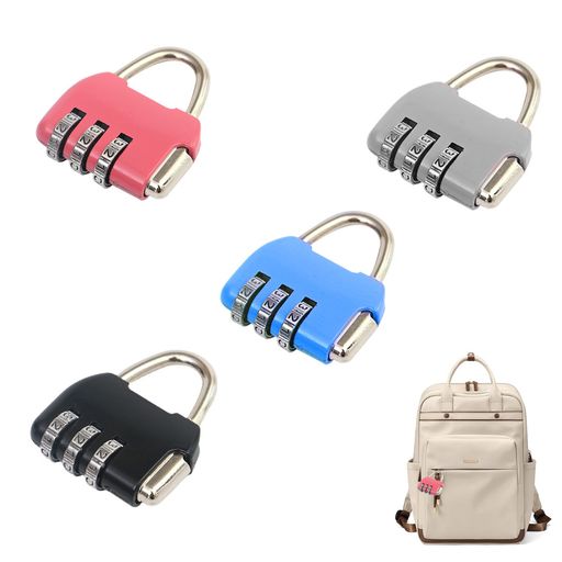 TVETE南京錠3桁ダイヤル式ダイヤル錠南京錠ダイヤル4個セットミニ携帯型盗難防止バッグ(銀+黒+粉+藍)用..