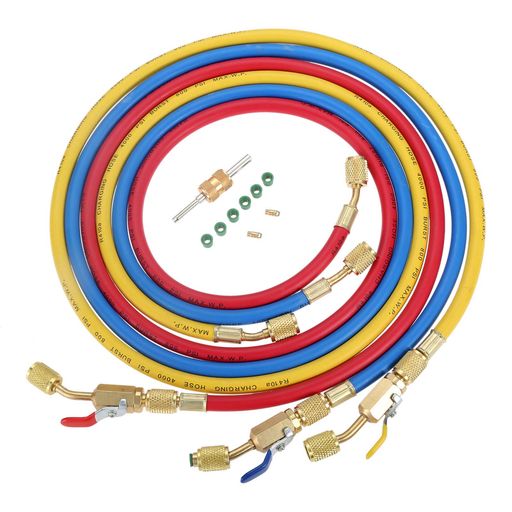 HZ-MONSTARチャージホース長150cm3本セット1/4”SAE接続口径冷媒充填冷媒回収マニホールドゲージ用チャ..