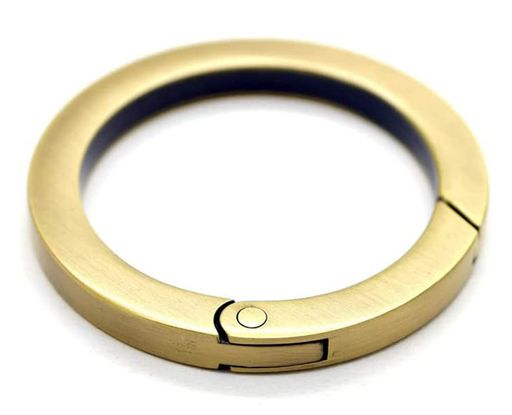 丸型カラビナキーホルダーキーリング4個セット軽量収納固定しやすく外しやすいワンタッチオシャレ(内径25mmアンティークゴールド)