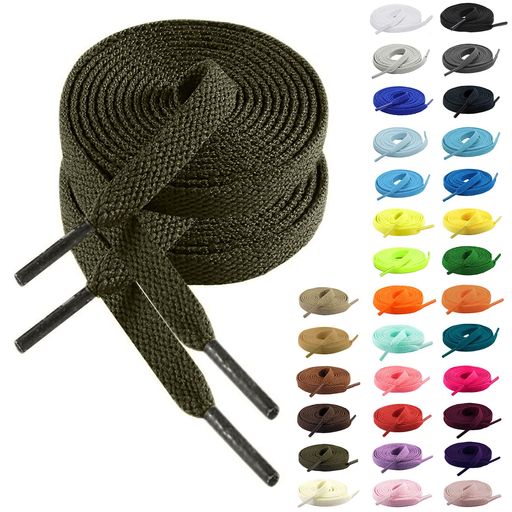 [MECOLO]靴紐シューレース靴ひも【2足セット】【32カラー選択可能・滑り止めでほどけない・糸がほつれない・4~12穴対応】100cm120cm140cm160cm無地スニーカー平紐無地(緑褐色160cm