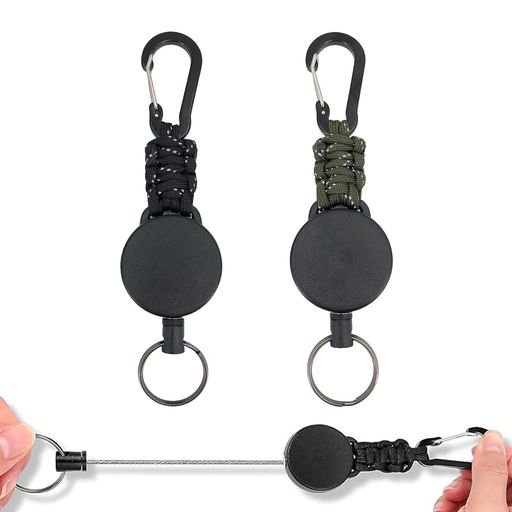 [DMEEK]2個セットリールキーホルダーカラビナ付き伸縮性リール式キーリール多機能頑丈最長60cm紛失防止..