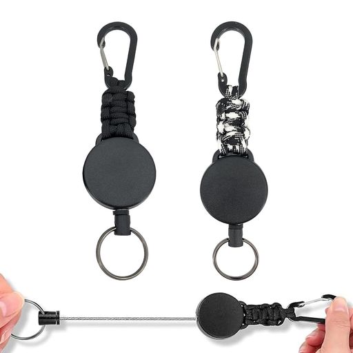 [DMEEK]2個セットリールキーホルダーカラビナ付き伸縮性リール式キーリール多機能頑丈最長60cm紛失防止..