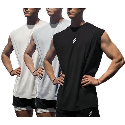 [LUONAIMEN]トレーニングウェアタンクトップシャツノースリーブUネック吸汗速乾インナー肌着メンズ...