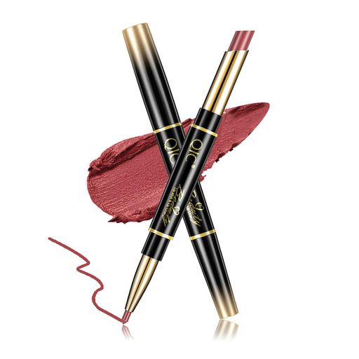 リップペン落ちないリップくり出し式リップライナー口紅+リップライナー長持ち高発色両頭モデル多機能..