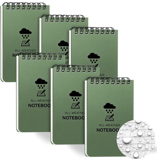 DIFEIUKI防水ノートメモ帳耐水耐候性ツイストリングノート6冊セット丈夫ミニ手帳コンパクト雑記帳屋外防水リング雨の中で書ける破れにくいアウトドア事務用品