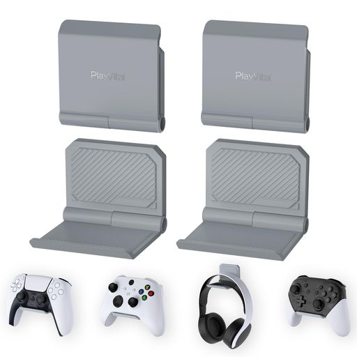 PlayVitalFOLDps5/ps4コントローラー対応用ウォールマウントスタンド、SwitchPro対応、xboxシリーズX/S対応用折りたたみ式ウォールスタンド、ゲーミングヘッドセットスタンド、Xboxワイヤレスヘ…