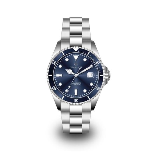 ENRIVAメンズ200m防水ダイバー自動巻き腕時計ステンレススチールバンドプロ日本製自動巻き腕時計男性用3針日付カレンダー付き回転ベゼル夜光針ブルーブルーブレスレット