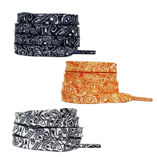 [Wdlife]靴ひもシューレース靴紐平紐3色/3足セット6本ペイズリー柄120cm140cm160cmスニーカー多彩カラ..