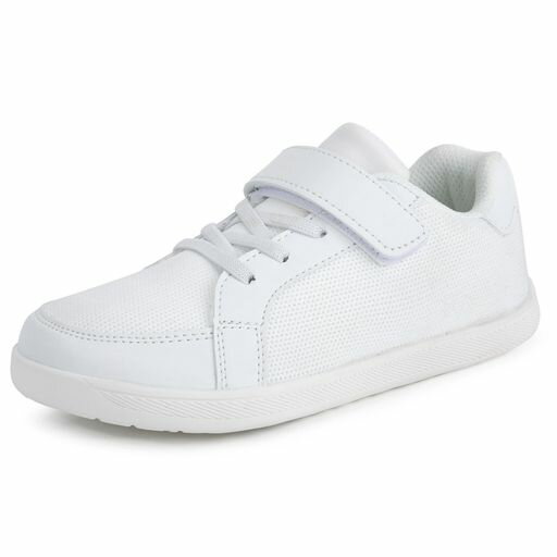 [MOBESEN]幅広スニーカー上履き女の子男の子スクールシューズ上靴子供靴運動靴メッシュ軽量マジックテープ滑り止め柔らかい通学白17cm