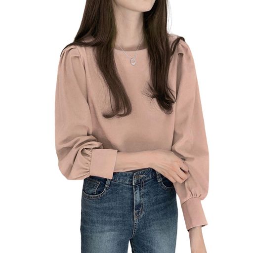 [MEMEXTRA]メメエクストラブラウスレディースシャツ長袖春オフィスおしゃれ長袖tシャツパフスリーブ薄..