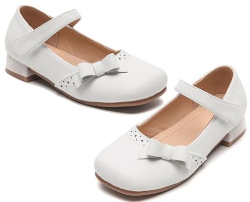 DADAWEN(ダダウン)キッズパンプス女の子ドレスシューズヒールリボン飾り柔らかい歩きやすい結婚式七五..