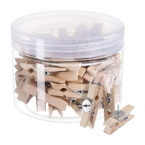 Lurrose50個木製画鋲クリップ付きコルクボード用押しピン学習写真アートワーク固定用オフィス用品