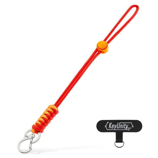 [KeyUnity]KC01ハンドストラップ携帯ストラップ手首ステンレス製カラビナクリップ550パラコード付き手かけ吊り下げ式調整可能な長さスマホ、デジカメ携帯日常使用(SL10)