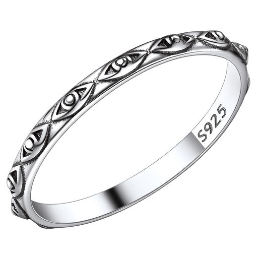 [Suplight]指輪レディースシルバー925リングメンズ19号邪視ナザールボンジュ細め2mmアクセサリー