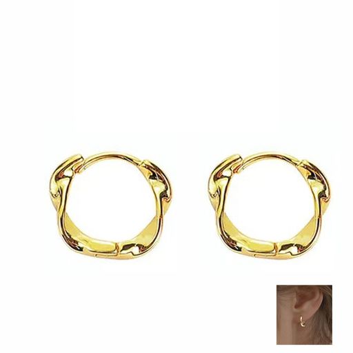 ピアスレディースフープピアスひねり(ゴールド)