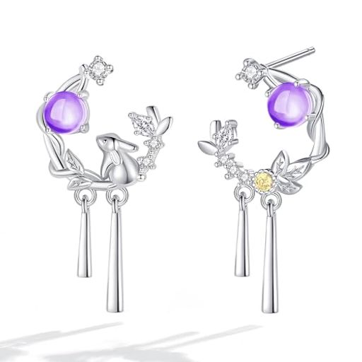 「シルバーサンダー」ピアスレディース人気アメジスト2月誕生石フープ揺れるピアス金属アレルギー対応..